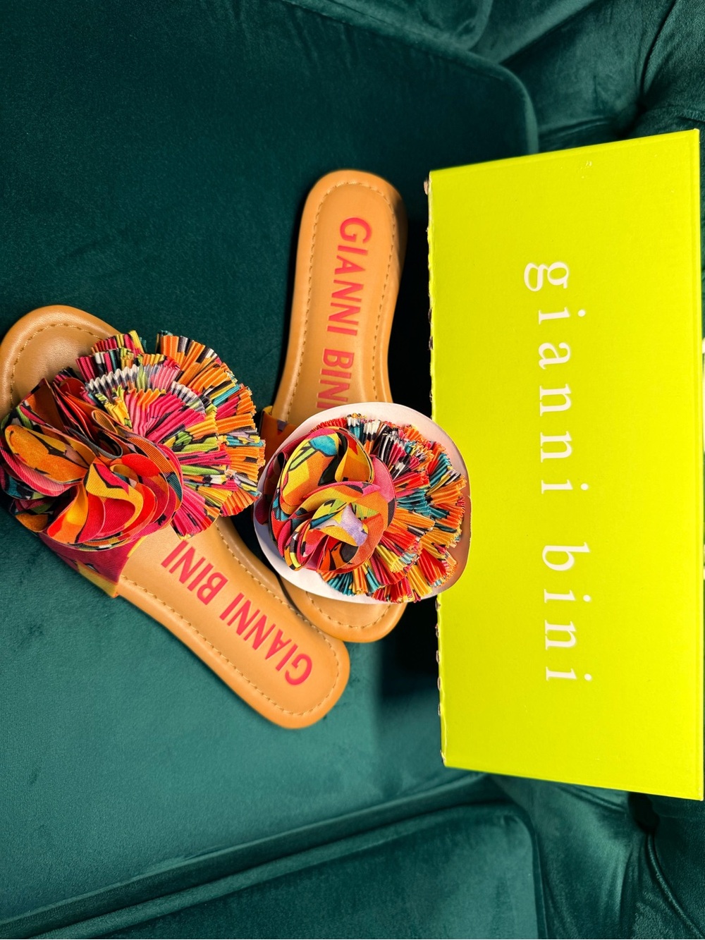 💞BRAND NEW!!! 💞Gianni Bini
Zaven Abstract Floral Print Ruffle Slide Sandals - Picture 6 of 9